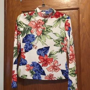 Long Sleeve Floral Crop Too Turtle Neck